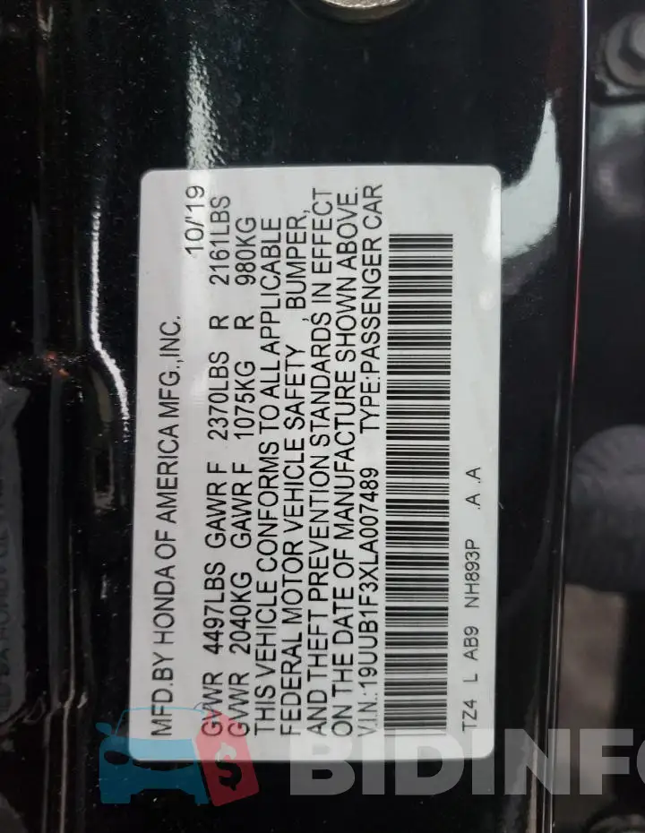 19UUB1F3XLA007489 Photo# 13