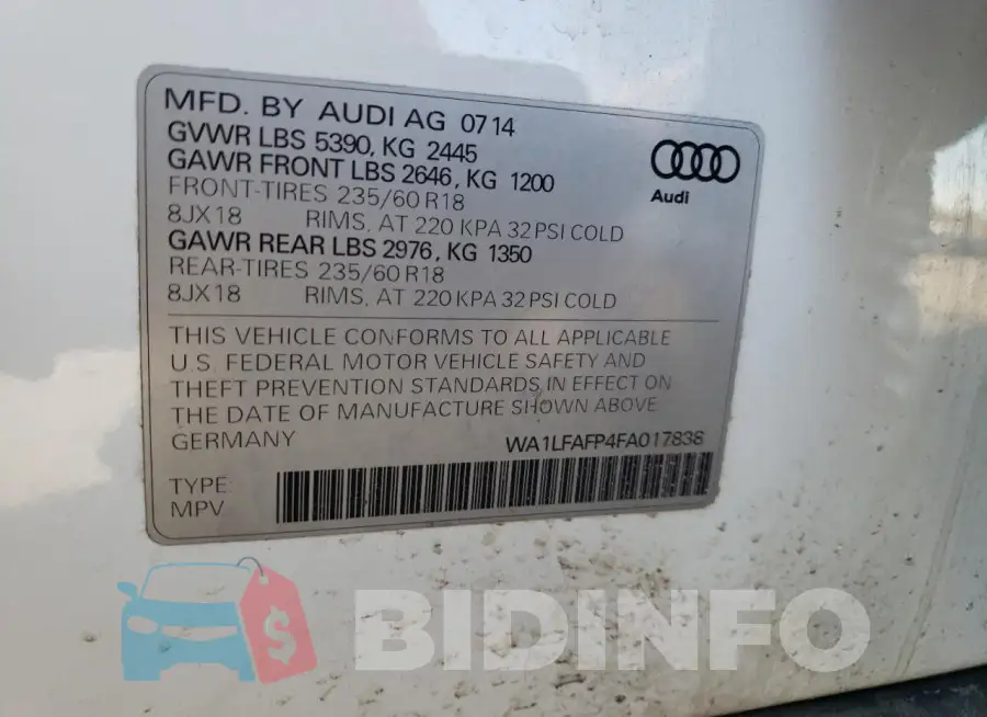 WA1LFAFP4FA017838 Photo# 12