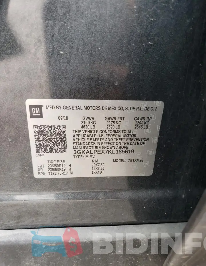 3GKALPEX7KL185619 Photo# 12