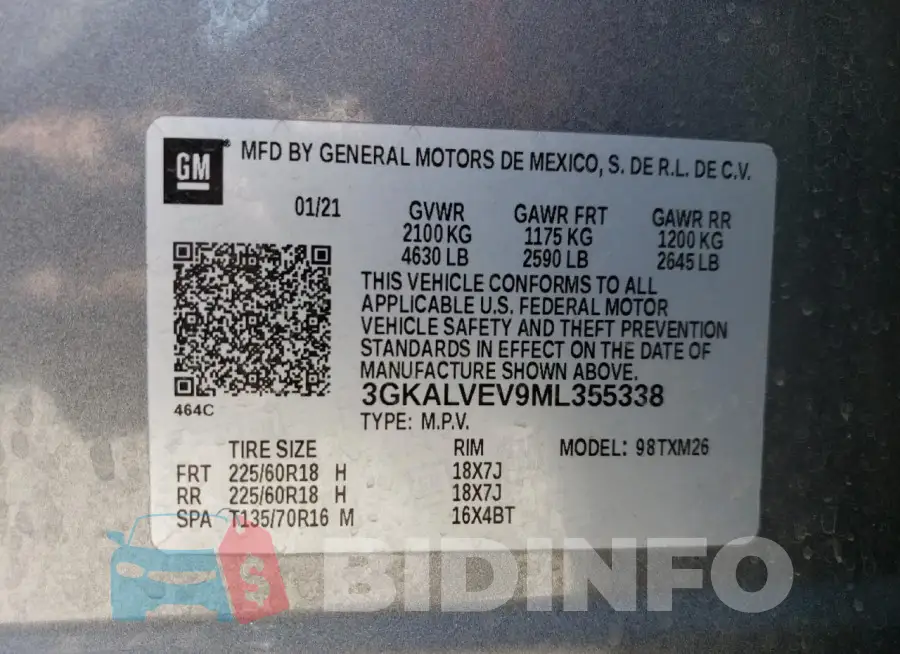 3GKALVEV9ML355338 Photo# 14