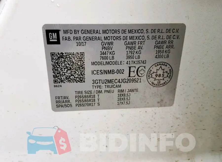3GTU2MEC4JG209521 Photo# 10