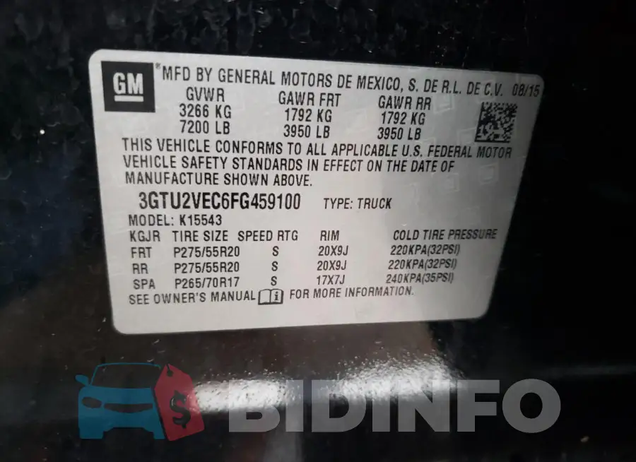 3GTU2VEC6FG459100 Photo# 12