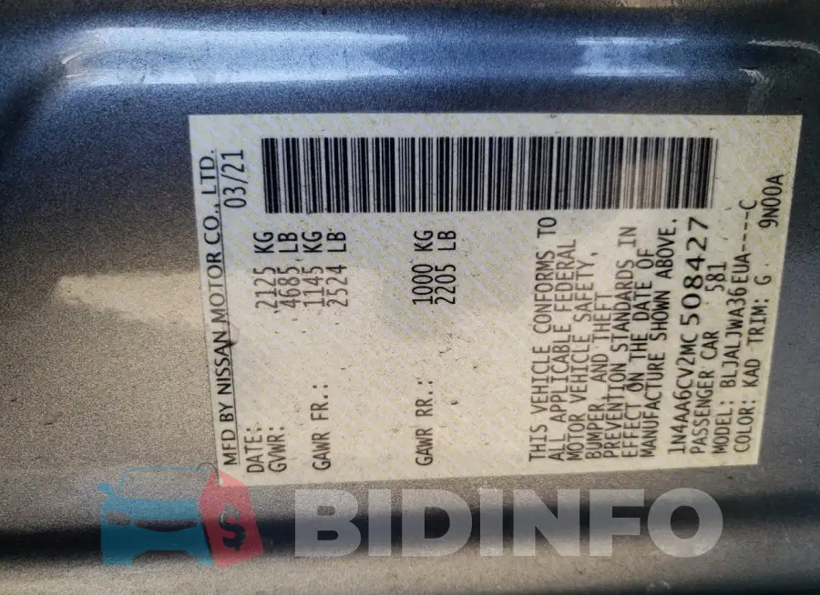 1N4AA6CV2MC508427 Photo# 12