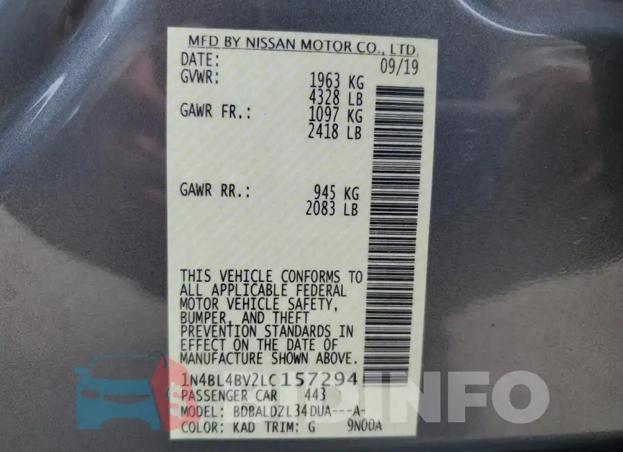 1N4BL4BV2LC157294 Photo# 12