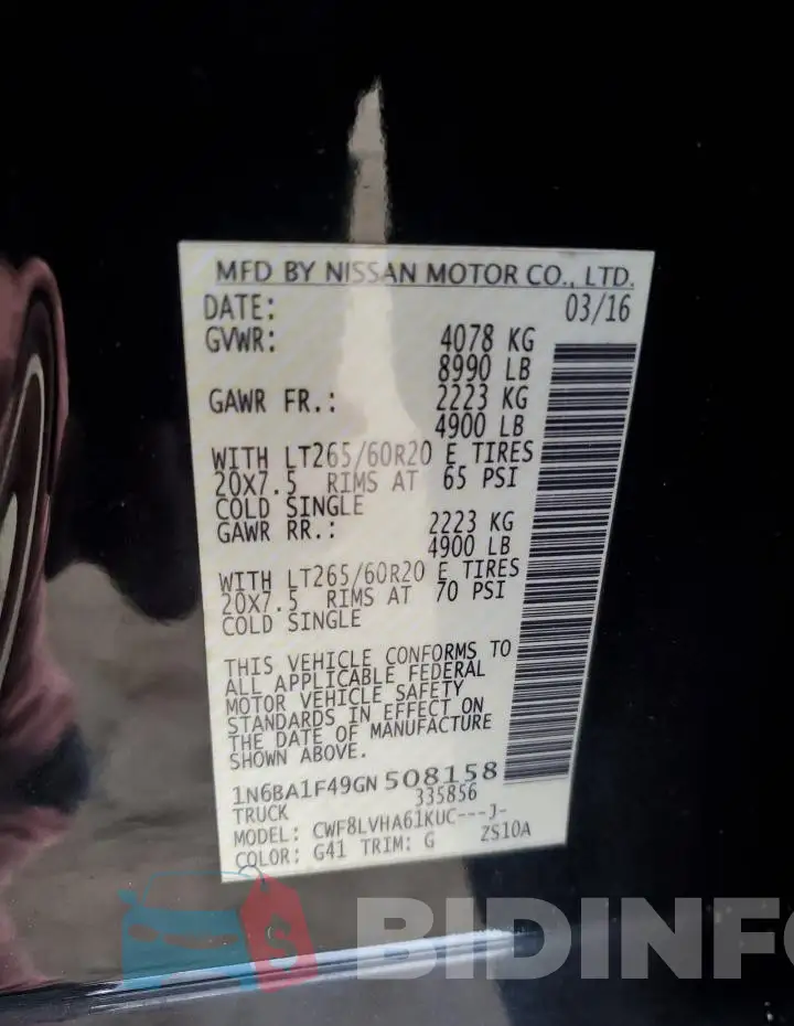 1N6BA1F49GN508158 Photo# 12