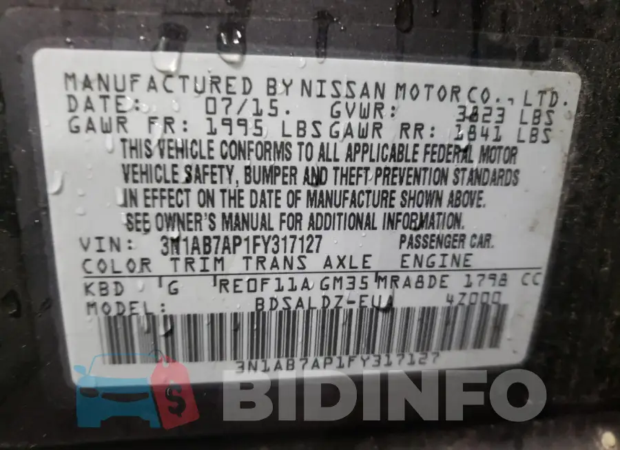 3N1AB7AP1FY317127 Photo# 12