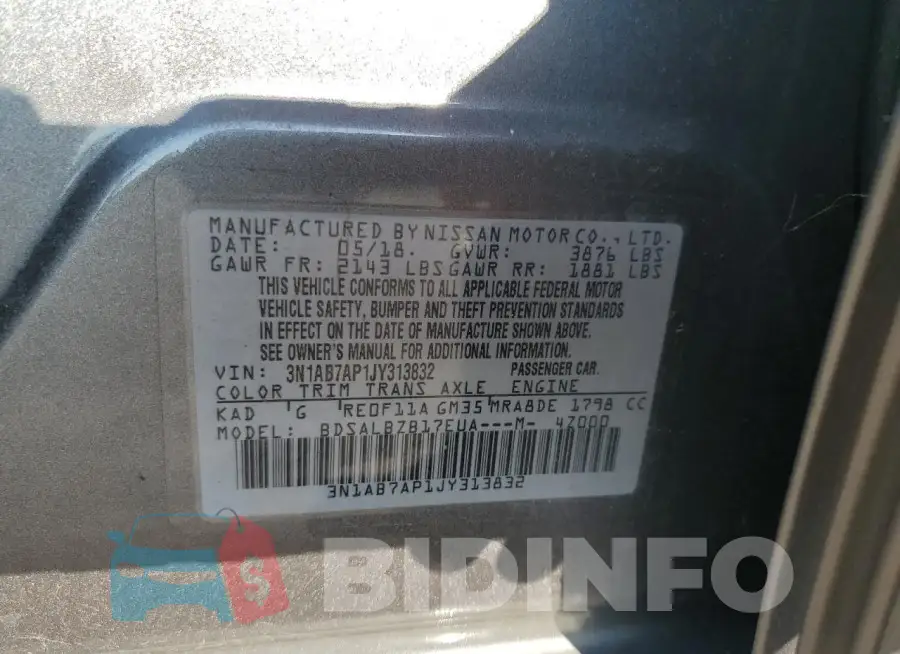 3N1AB7AP1JY313832 Photo# 12