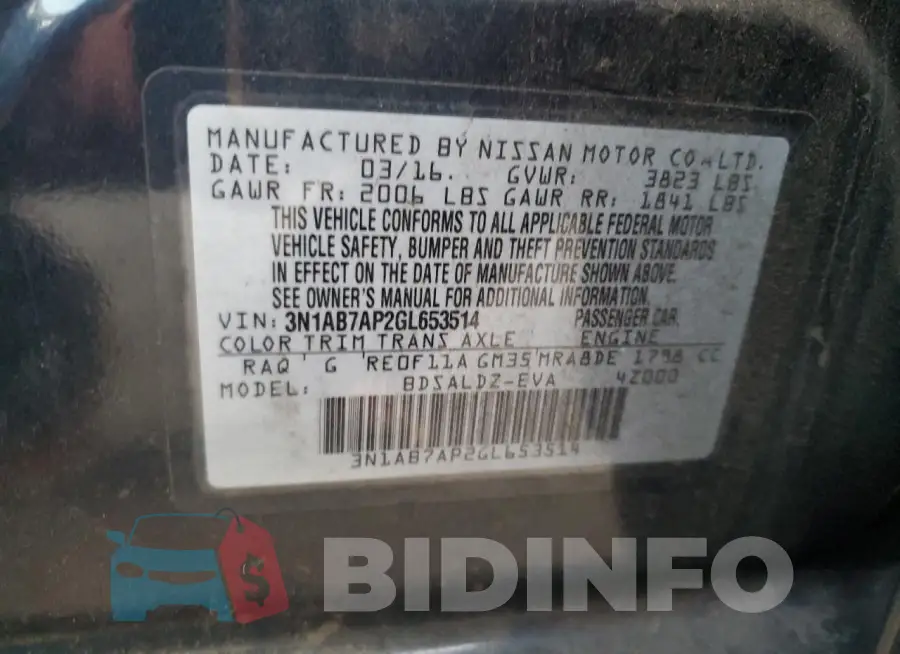 3N1AB7AP2GL653514 Photo# 12
