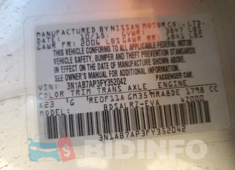 3N1AB7AP3FY352042 Photo# 12