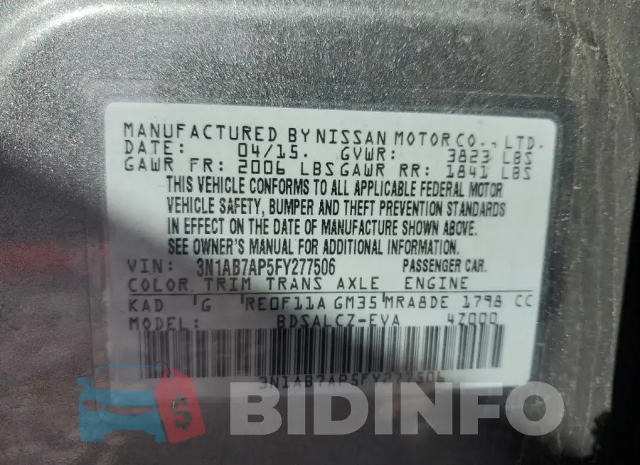 3N1AB7AP5FY277506 Photo# 13