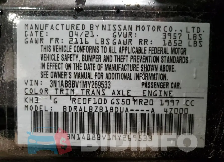 3N1AB8BV1MY269533 Photo# 13