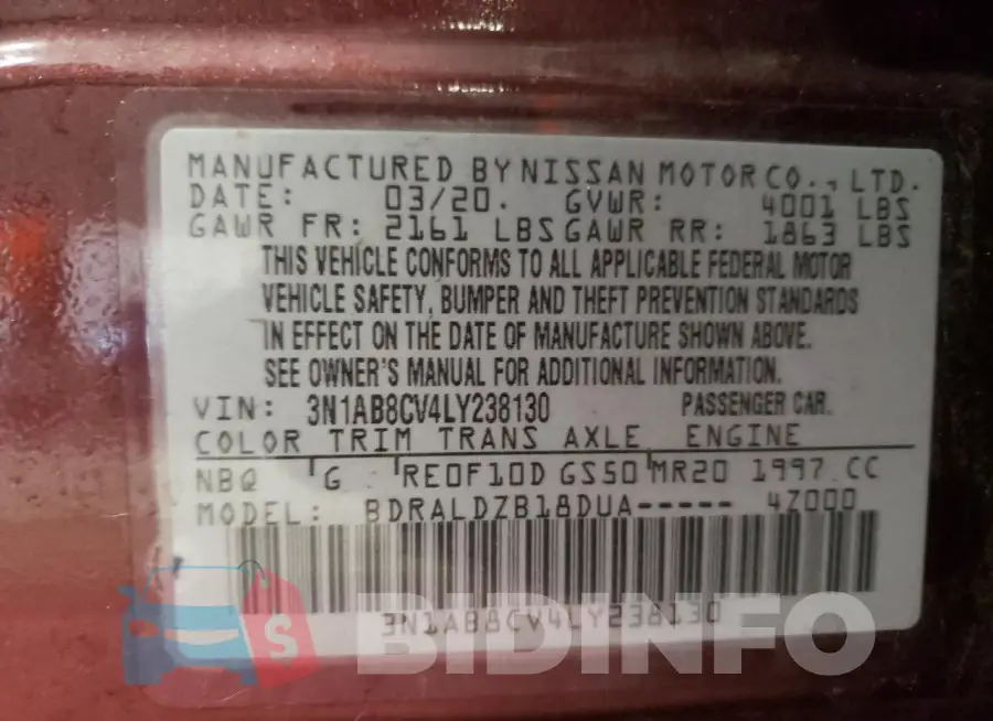 3N1AB8CV4LY238130 Photo# 13