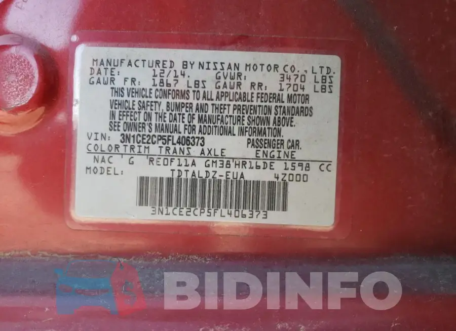 3N1CE2CP5FL406373 Photo# 12