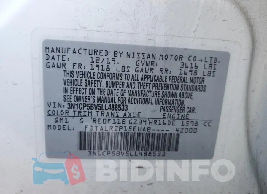 3N1CP5BV5LL488533 Photo# 12