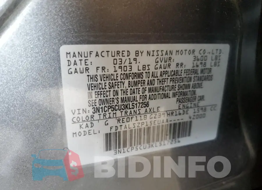 3N1CP5CU3KL517256 Photo# 13