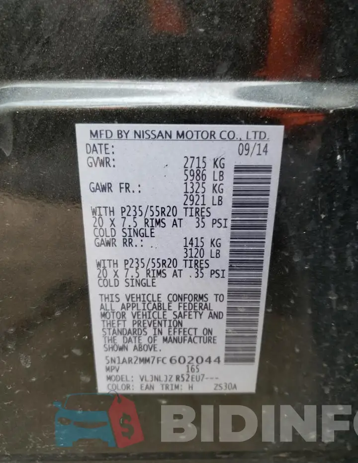 5N1AR2MM7FC602044 Photo# 13