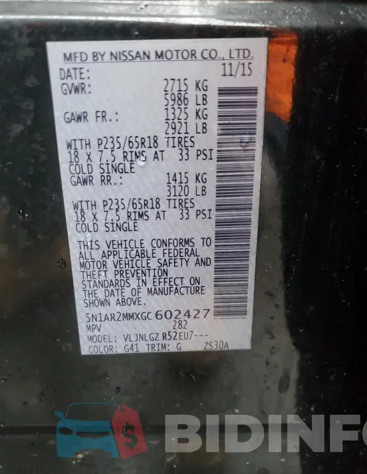5N1AR2MMXGC602427 Photo# 13