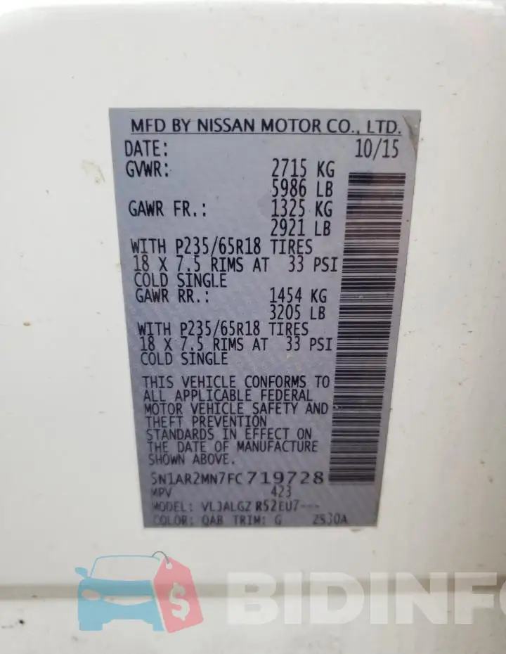 5N1AR2MN7FC719728 Photo# 13
