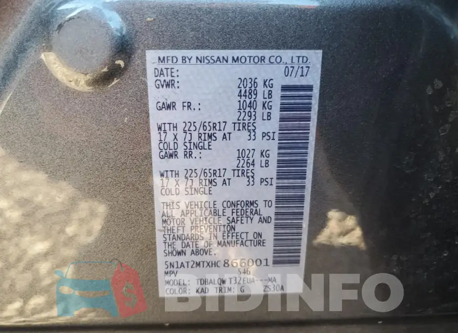 5N1AT2MTXHC866001 Photo# 13