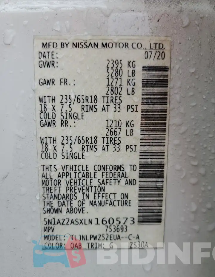5N1AZ2ASXLN160573 Photo# 14