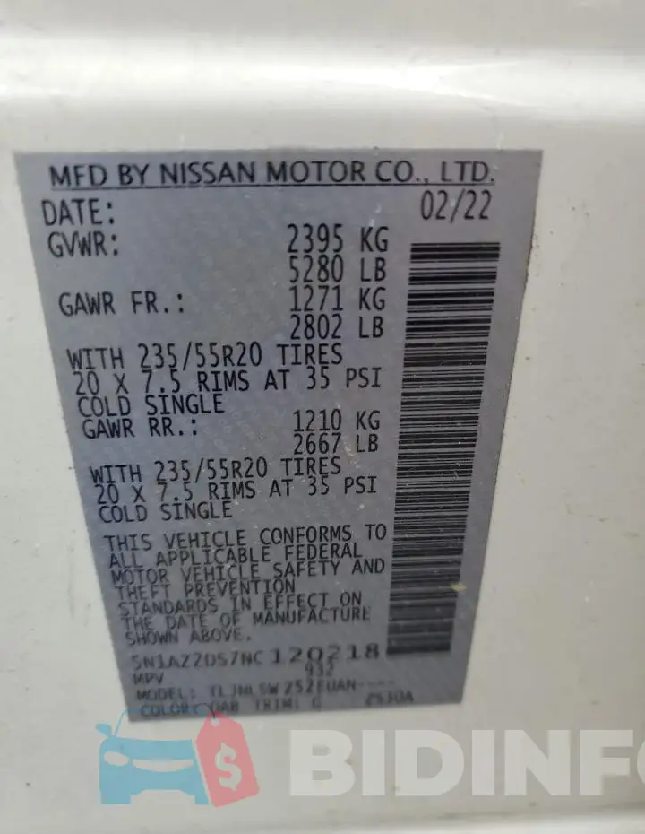 5N1AZ2DS7NC120218 Photo# 13
