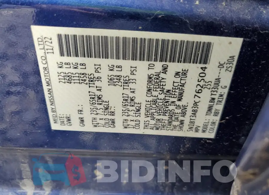 5N1BT3AB3PC762504 Photo# 13