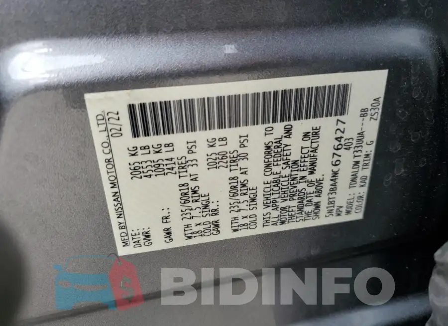 5N1BT3BA4NC676427 Photo# 13