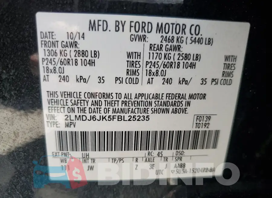 2LMDJ6JK5FBL25235 Photo# 13