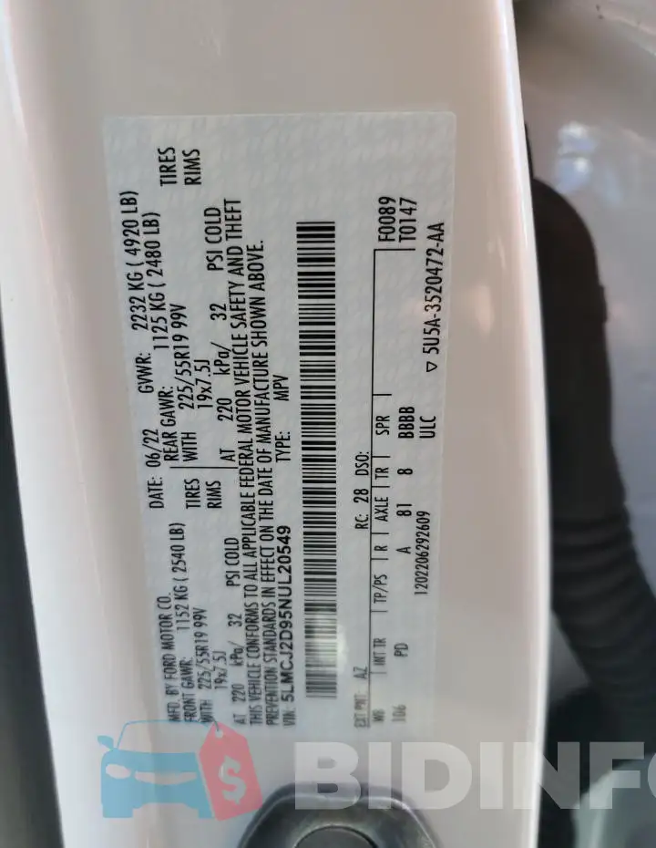 5LMCJ2D95NUL20549 Photo# 13