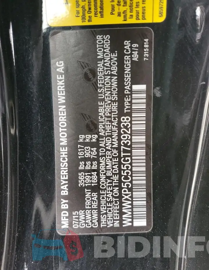 WMWXP5C55GT739238 Photo# 12
