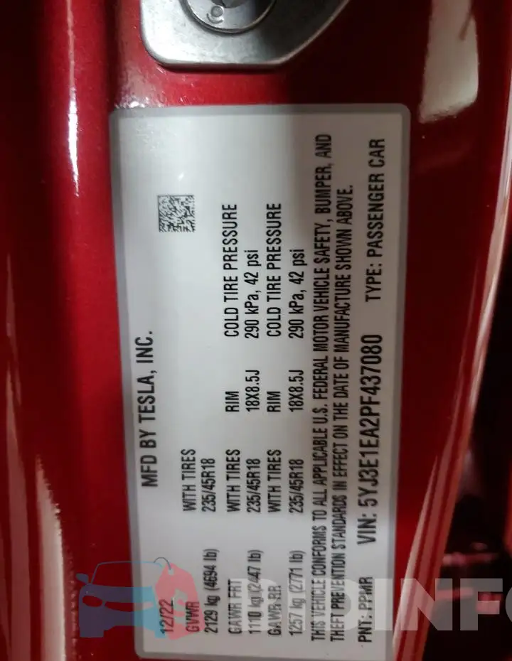 5YJ3E1EA2PF437080 Photo# 12