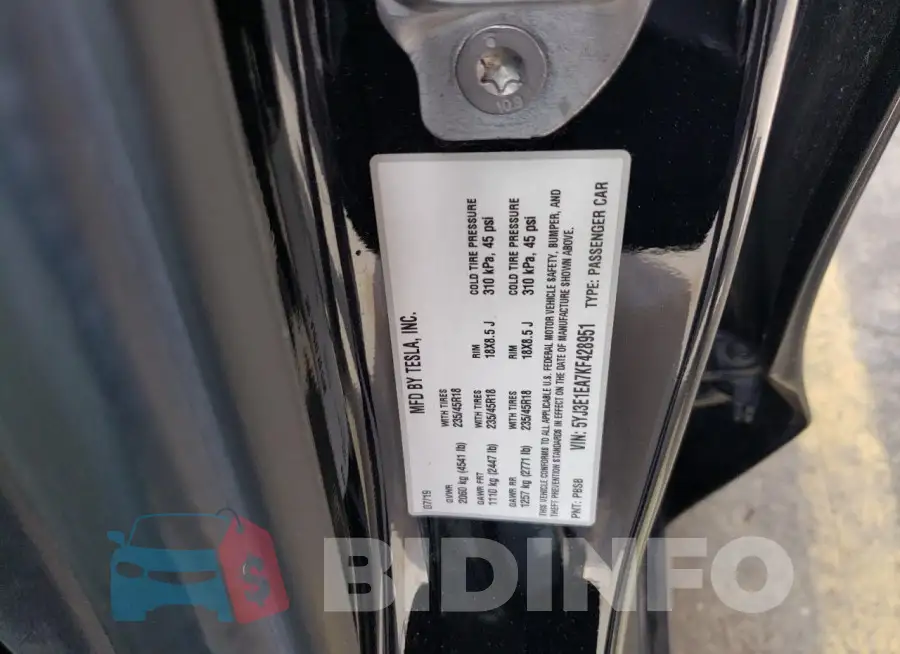 5YJ3E1EA7KF428951 Photo# 12