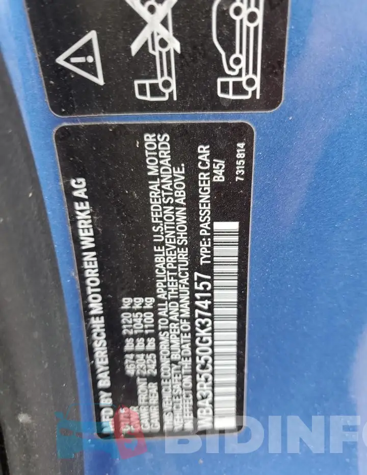 WBA3R5C50GK374157 Photo# 12