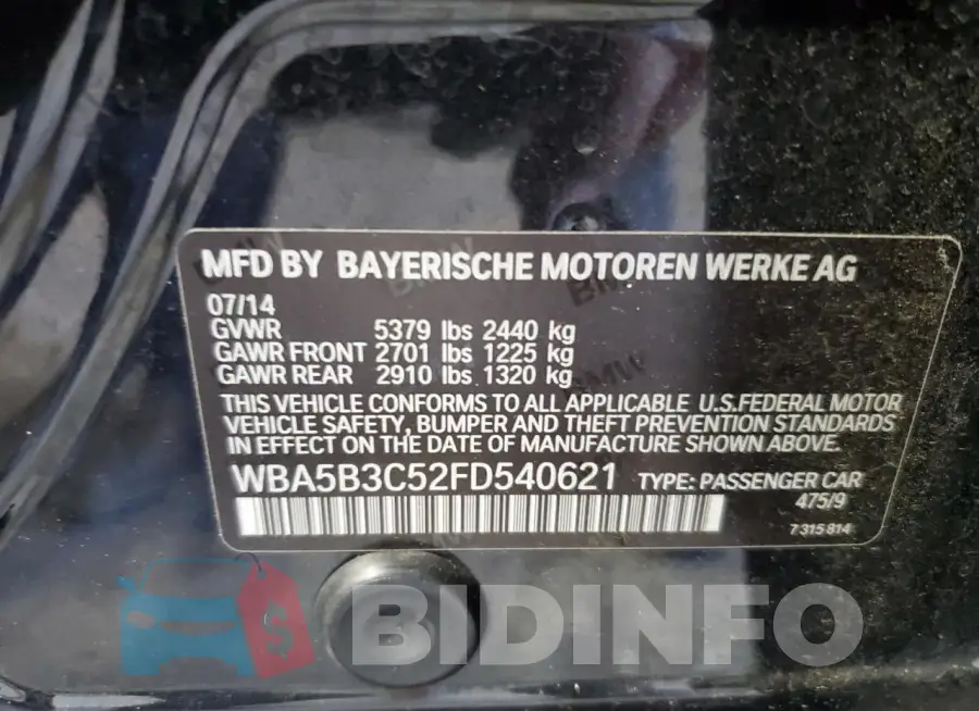 WBA5B3C52FD540621 Photo# 13