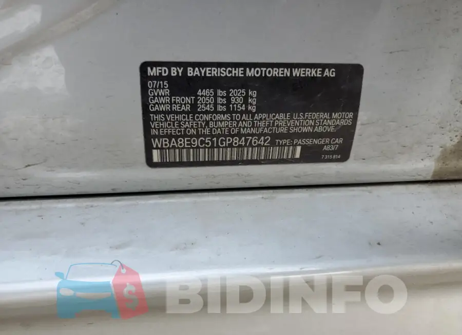 WBA8E9C51GP847642 Photo# 12