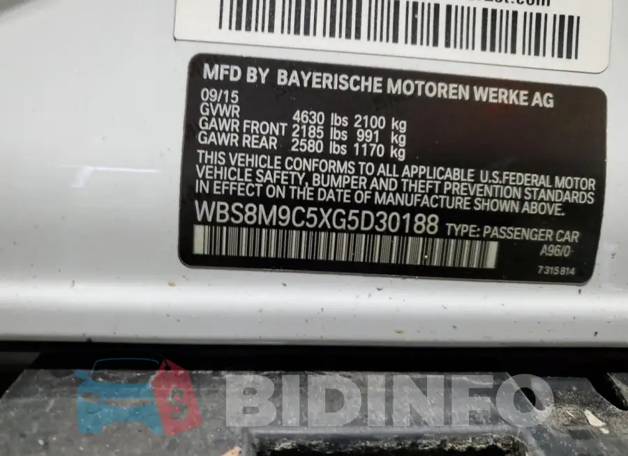 WBS8M9C5XG5D30188 Photo# 13