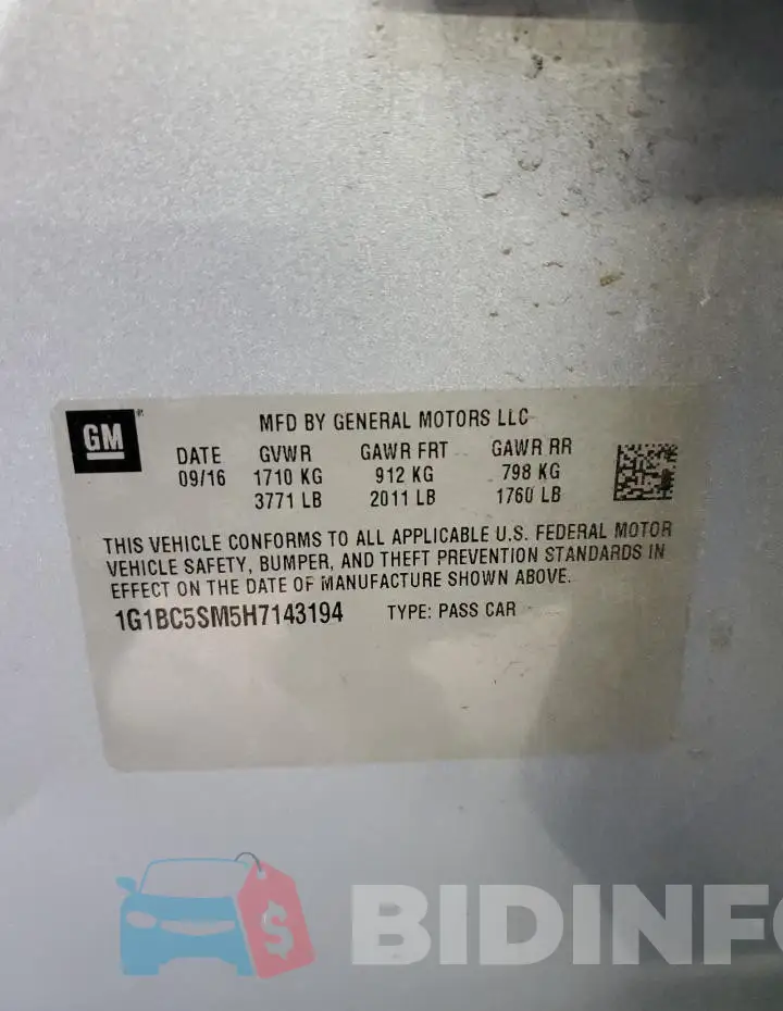 1G1BC5SM5H7143194 Photo# 13