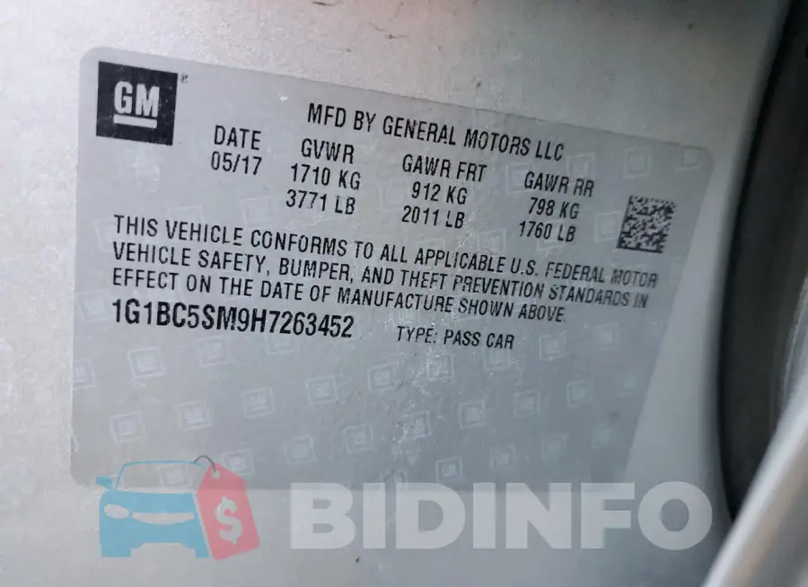1G1BC5SM9H7263452 Photo# 12