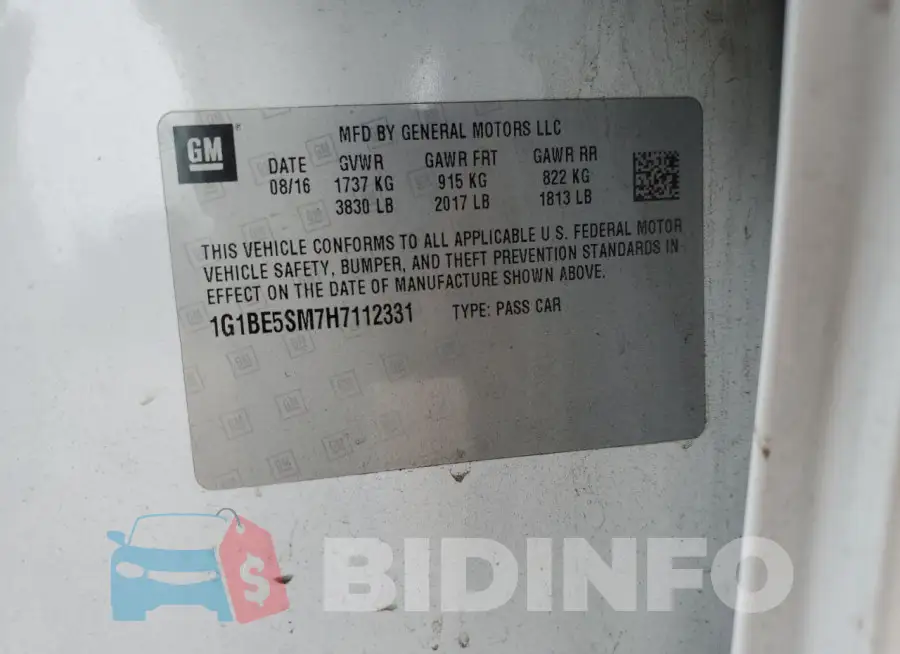 1G1BE5SM7H7112331 Photo# 12