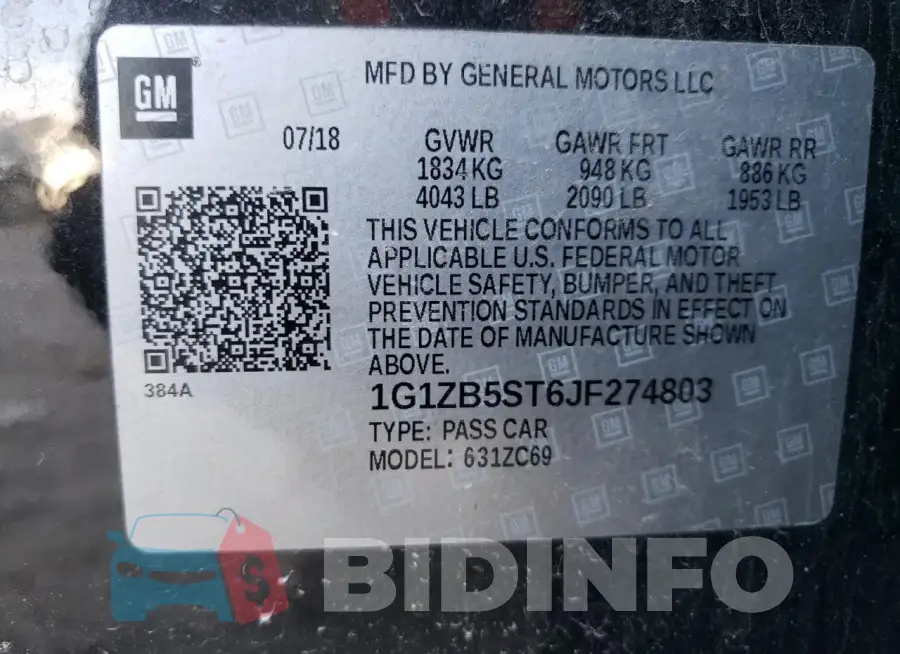 1G1ZB5ST6JF274803 Photo# 12