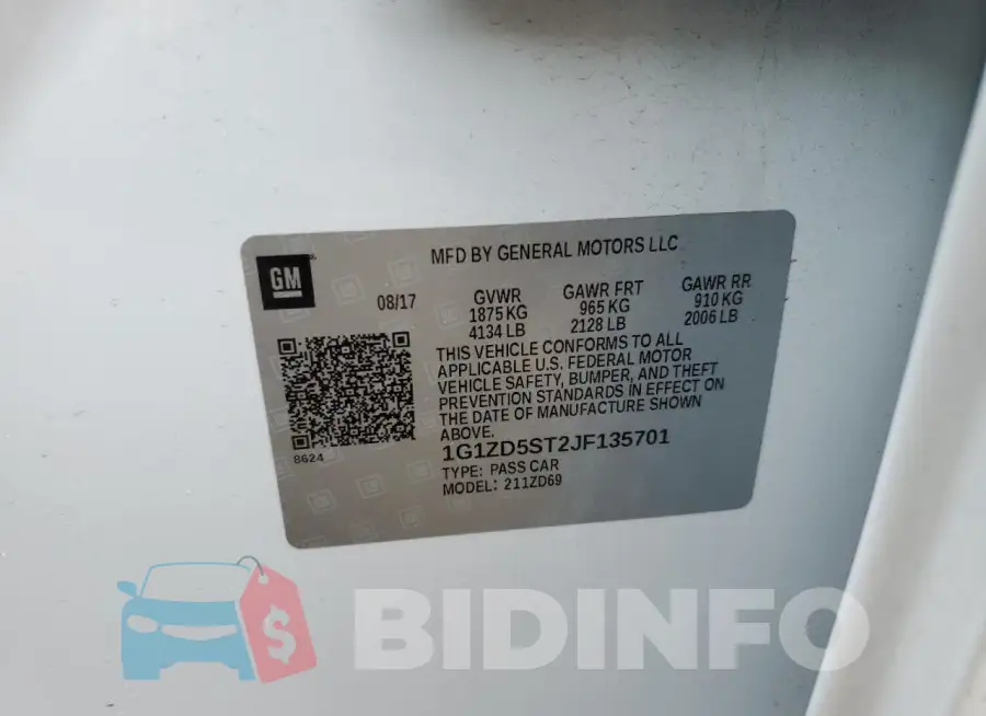 1G1ZD5ST2JF135701 Photo# 12