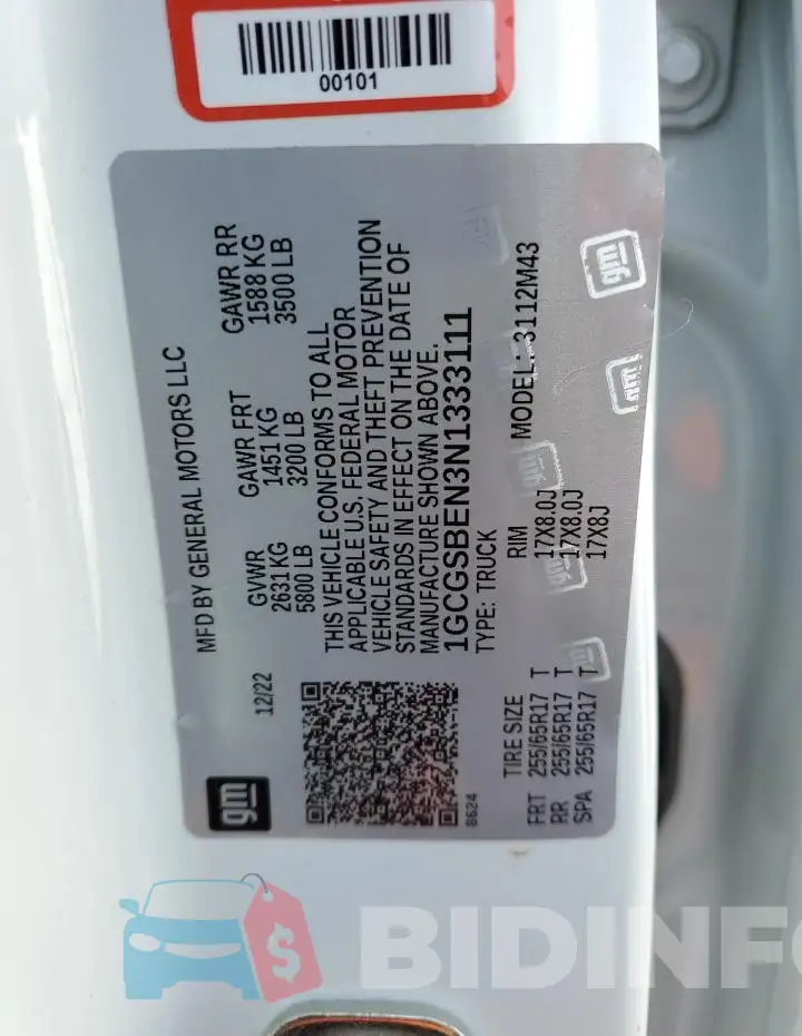 1GCGSBEN3N1333111 Photo# 12