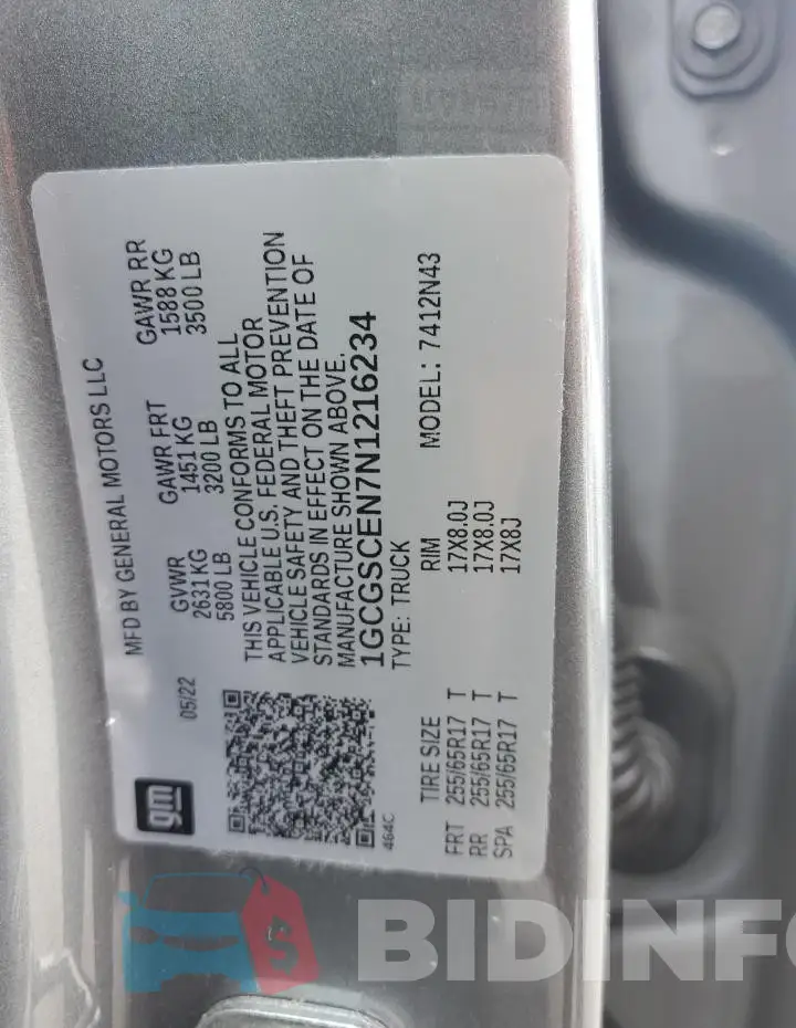 1GCGSCEN7N1216234 Photo# 12