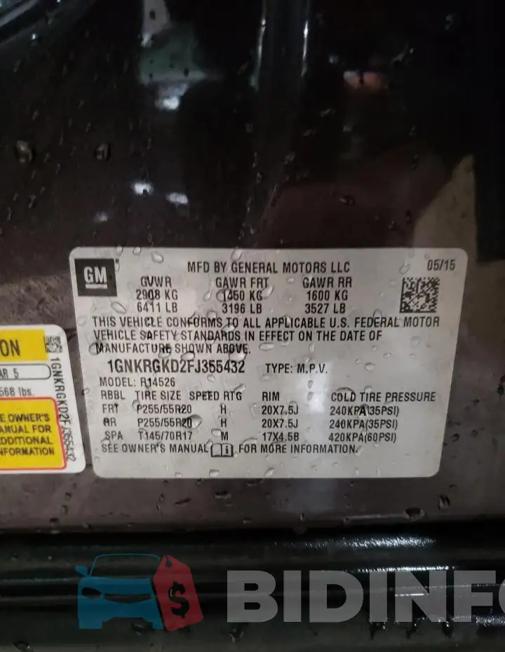 1GNKRGKD2FJ355432 Photo# 12