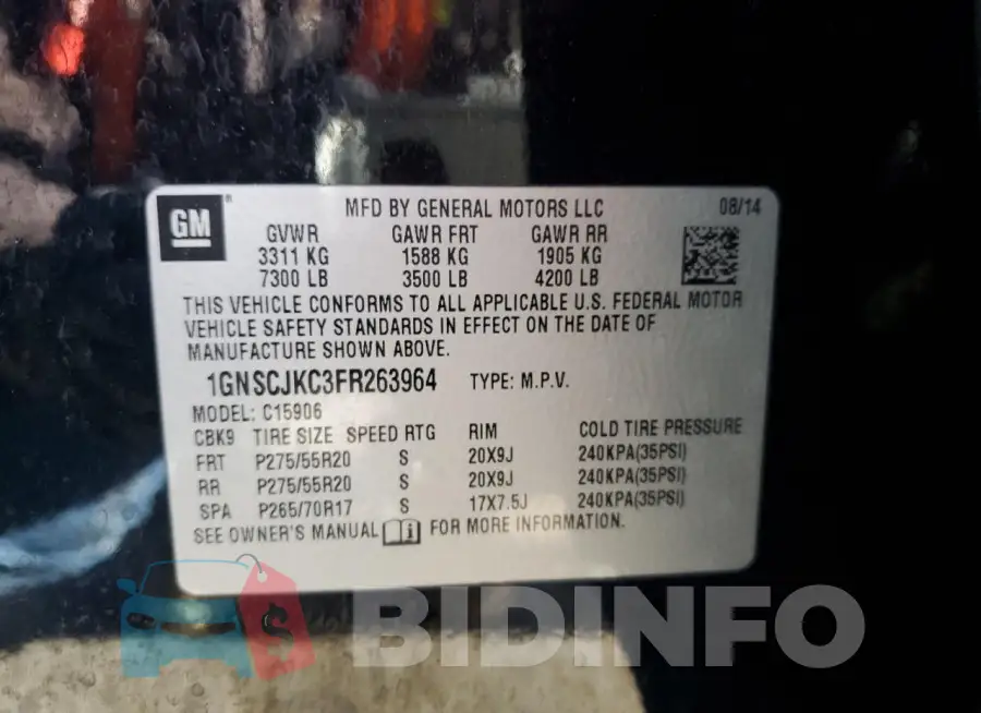 1GNSCJKC3FR263964 Photo# 12