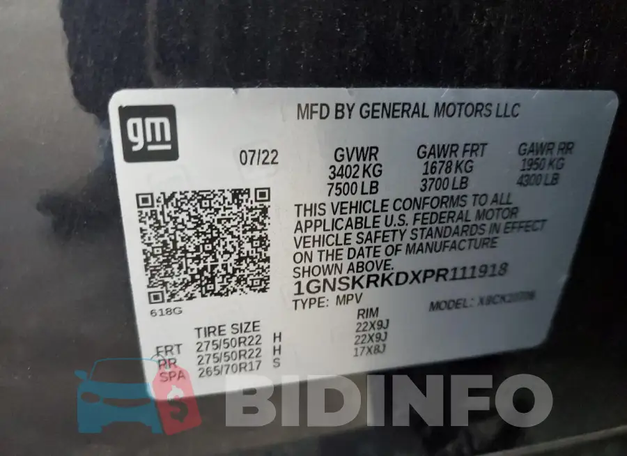 1GNSKRKDXPR111918 Photo# 13