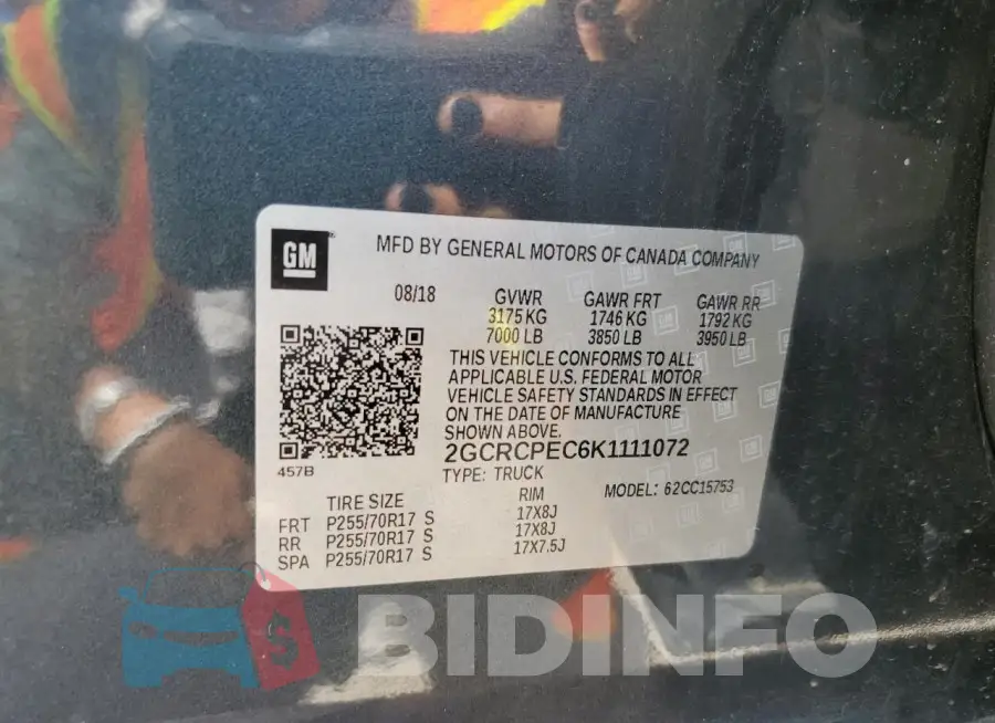 2GCRCPEC6K1111072 Photo# 12