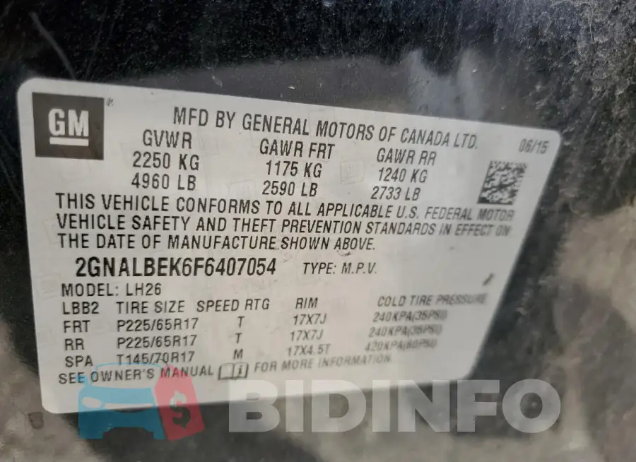 2GNALBEK6F6407054 Photo# 12