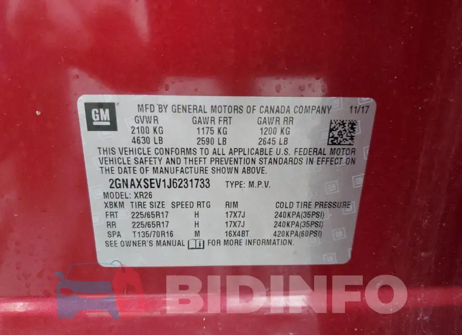 2GNAXSEV1J6231733 Photo# 13