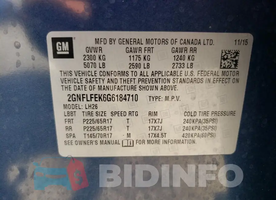 2GNFLFEK6G6184710 Photo# 13